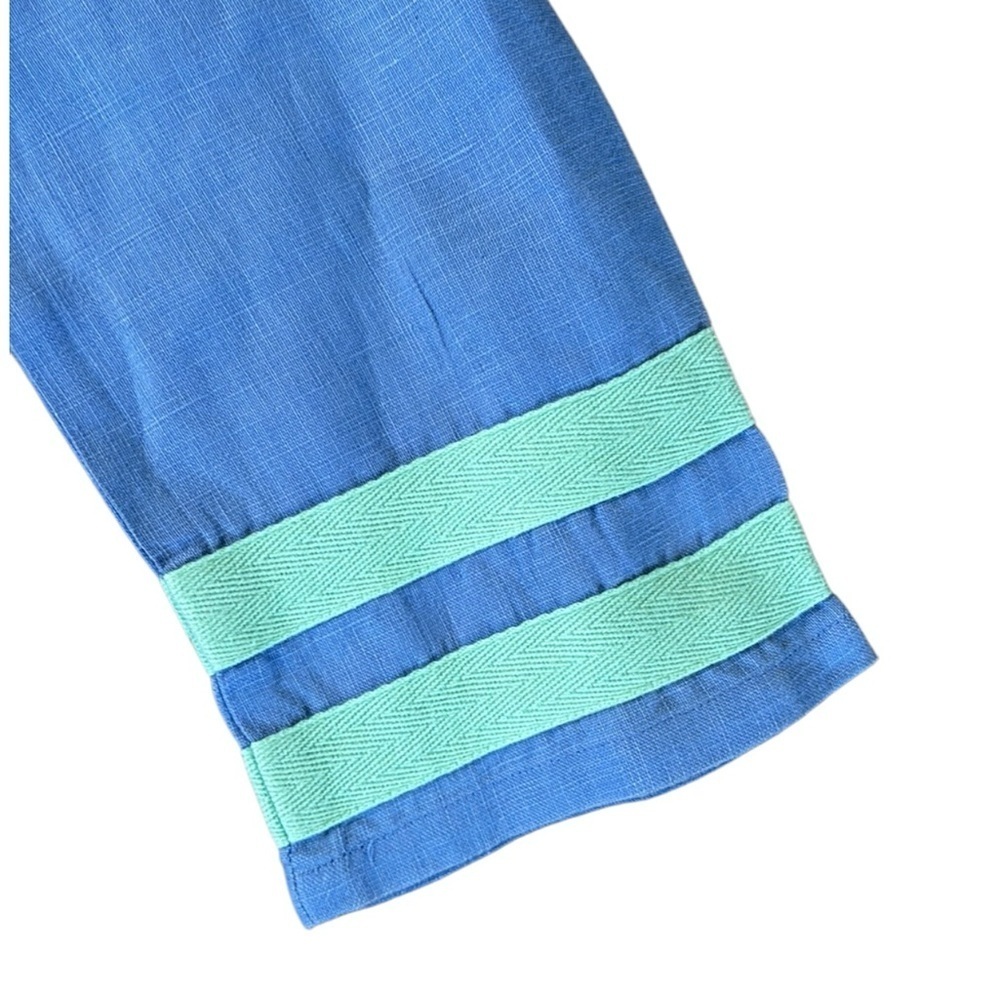 EUC Sail to Sable Linen Tunic Top Blue Mint Green Size Medium - Picture 4 of 10